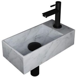 INK - Fonteinpack - Marmer - Rechts Fonteinkraan - Designsifon - Afvoerplug - Inclusief Bevestiging
