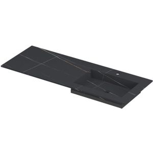 Ink Post Wastafel Keramische Slab Envelop Bak Rechts Met 1 Kraangat - Lauren Black Mat - 1200x450x10 Mm (bxdxh) - Rechthoekig - 8718835134945
