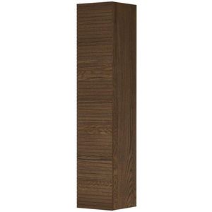 Ink Hoge kast Hoge kast 1 deur greeploos horizontaal gefreesd massief eiken - Massief eiken chocolate - 360x370x1690 mm (bxdxh)