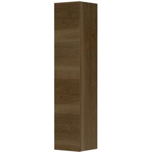 Ink Hoge Kast Hoge Kast 1 Deur Greeploos Verticaal Gefreesd Massief Eiken - Massief Eiken Ash Grey - 360x370x1690 Mm (bxdxh) - Badkamermeubels