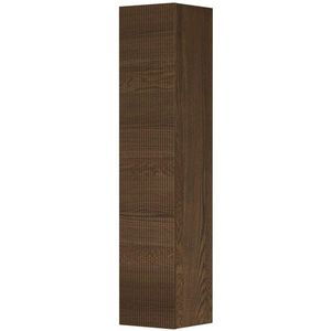 Ink Hoge Kast Hoge Kast 1 Deur Greeploos Verticaal Gefreesd Massief Eiken - Massief Eiken Chocolate - 360x370x1690 Mm (bxdxh) - Badkamermeubels