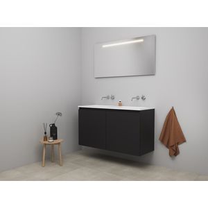 Bewonen Luuk badmeubel met 2 deuren - 120x46cm - acryl wastafel wit - 0 kraangaten - mat zwart - LED spiegel - bouwpakket