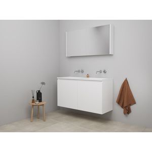 Bewonen Luuk Badmeubel Met 2 Deuren - 120x46cm - Acryl Wastafel Wit - 0 Kraangaten - Hoogglans Wit - Spiegelkast - Bouwpakket - Badkamermeubels