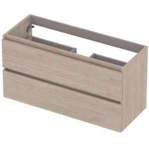 INK Wastafelonderkast - 100x40x52cm - 2 lades - greeploos - houten keerlijst - MFC Ivoor eiken 1257022