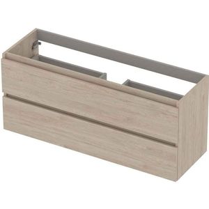 INK Wastafelonderkast - 120x40x52cm - 2 lades - greeploos - houten keerlijst - MFC Ivoor eiken 1257032