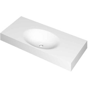 Ink Smooth Wastafel Polystone Midden Zonder Kraangat Mat Wit 1000x450x90mm (bxdxh) - Rechthoekig - 8718835157722 - Wastafels - Meubelwastafels