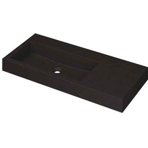 Ink Momento meubelwastafel links 100x45cm - zonder kraangaten - Quartz zwart