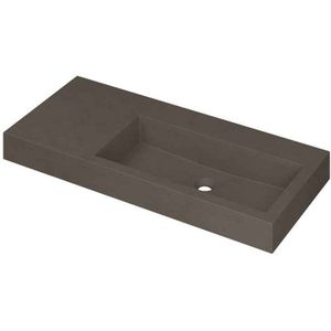 INK Momento wastafel - 100x45x9cm - 1 wasbak rechts - 0 kraangaten - Quartz beton 3421438