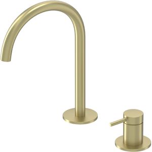 IVY Bond Wastafelmengkraan - 2-gats - bladmontage - uitloop - coldstart - Geborsteld mat goud PVD 6100304
