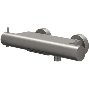 Badthermostaatkraan IVY Bond Opbouw Omstel Met Cascade Uitloop Met Omstel Cooltouch Geborsteld Metal Black PVD
