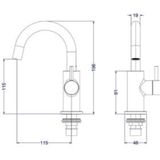 IVY Bond Fonteinkraan - Mat Zwart - Messing - Draaibare Uitloop 19,6 cm