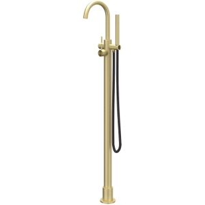 Badmengkraan IVY Concord Vrijstaand Met Draaibare Uitloop Slang 150 cm En Staaf Handdouche Geborsteld Mat Goud PVD