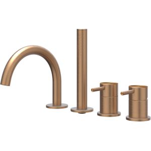 Badrandcombinatie IVY Concord 4-gats Mengkraan Met Uittrekbare Handdouche Draaibare Uitloop RVS316 Geborsteld Mat Koper PVD