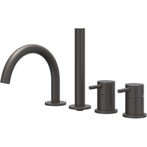 Badrandcombinatie ivy concord 4-gats mengkraan met uittrekbare handdouche draaibare uitloop rvs316 geborsteld carbon black pvd