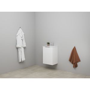 Bewonen Luuk Badmeubel Met 1 Deur - 45x36cm - Keramiek Wastafel - 1 Kraangat - Hoogglans Wit - Zonder Spiegel - Bouwpakket - 8718835187088 - Wastafels