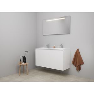 Bewonen Luuk badmeubel met 2 deuren - 120x46cm - acryl wastafel wit - 2 kraangaten - mat wit - LED spiegel - bouwpakket