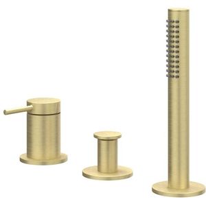 IVY Bond Badrandcombinatie - 3-weg - mengkraan - uittrekbare handdouche - zonder uitloop - Geborsteld mat goud PVD 6301134