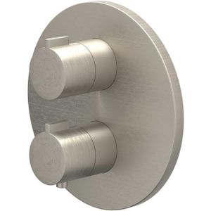 IVY Pact Afbouwdeel Inbouwthermostaat 3-weg Stop-omstel - Geborsteld Nickel PVD - Kranen - Badkranen - Inbouw Badkranen - 8718835192457