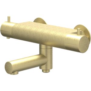 IVY Bond Opbouw Badthermostaatkraan Draaibare Uitloop Cooltouch - Geborsteld Mat Goud PVD - Messing - Kranen - Badkranen - Opbouw Badkranen