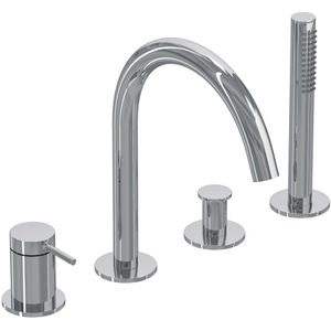Badrandcombinatie ivy bond 4-gats mengkraan met uittrekbare handdouche draaibare uitloop chroom