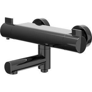 IVY Pact Badthermostaatkraan opbouw - draaibare baduitloop - omstel - Cooltouch - Zwart chroom PVD 6302007