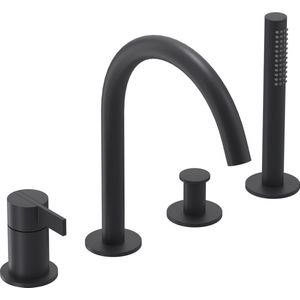 IVY Pact Badrandcombinatie - 4-wegs - mengkraan - draaibare uitloop - uittrekbare handdouche - Mat zwart PED 6302152