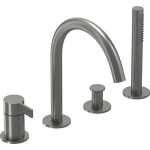 IVY Pact Badrandcombinatie - 4-wegs - mengkraan - draaibare uitloop - uittrekbare handdouche - Geborsteld metal black PVD 6302156