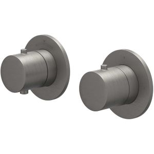 Afbouwdeel IVY Bond Inbouwthermostaat Symmetry 2-Weg Stop-Omstel Met Rond Rozet Geborsteld Metal Black PVD