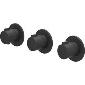 Afbouwdeel ivy pact inbouwthermostaat 2 stopkranen symmetry met ronde rozetten mat zwart ped