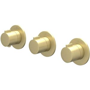 Afbouwdeel IVY Pact Inbouwthermostaat 2 Stopkranen Symmetry Met Ronde Rozetten Geborsteld Mat Goud PVD