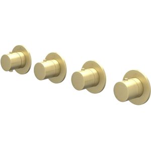 Afbouwdeel IVY Bond Inbouwthermostaat 3 Stopkranen Symmetry Met Ronde Rozetten Geborsteld Mat Goud PVD