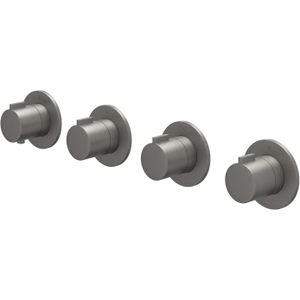 IVY - Pact - Afbouwdeel Inbouwthermostaat - 3 Stopkranen - Geborsteld Metal Black PVD