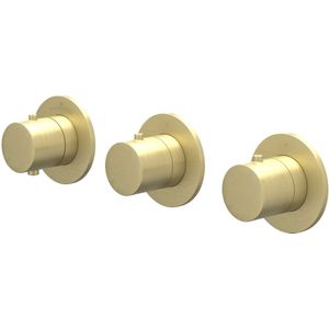 Afbouwdeel ivy bond inbouwthermostaat 2 stopkranen symmetry met ronde rozetten geborsteld mat goud pvd