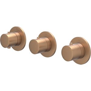 Afbouwdeel IVY Bond Inbouwthermostaat 2 Stopkranen Symmetry Met Ronde Rozetten Geborsteld Mat Koper PVD