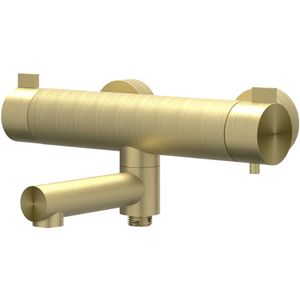 IVY Tribe Opbouw Badthermostaat Met Wegdraaibare Baduitloop RVS 316 - Geborsteld Mat Goud PVD - RVS 316 - Kranen - Badkranen - Opbouw Badkranen