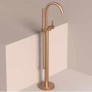 Badmengkraan ivy pact vrijstaand met draaibare uitloop slang 150 cm en staaf handdouche geborsteld nickel pvd