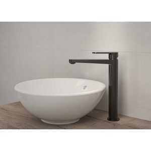 Wastafelmengkraan MAY Forma Opbouw Model L Geborsteld Carbon Black PVD