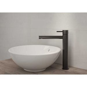 Wastafelmengkraan may stilo opbouw model l geborsteld carbon black pvd