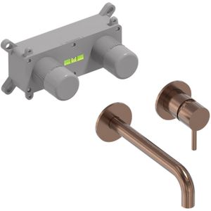 Inbouw wastafelmengkraan may stilo eenhendel incl. Inbouwbox geborsteld mat koper pvd