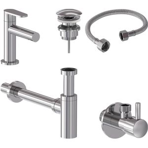 Fonteinkraan combiset + may forma s model fonteinkraan, designplug always open, designsifon & hoekstopkraan chroom
