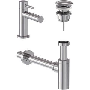 Fonteinkraan Combiset MAY Stilo S Model Fonteinkraan, Designplug Always Open & Designsifon Chroom