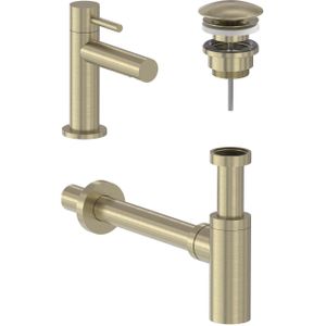 Fonteinkraan combiset may stilo s model fonteinkraan, designplug always open & designsifon geborsteld mat goud pvd