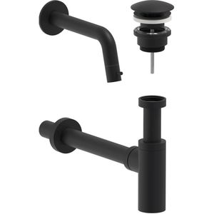 Fonteinkraan combiset may stilo wandmodel fonteinkraan, designplug always open & designsifon mat zwart ped