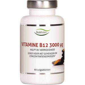 Nutrivian - Vit B12 - 3000mcg - Methylcobalamine - 30 Zuigtabletten