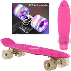 Sajan - Skateboard - LED - Penny board - Roze - 22.5 inch - 56cm - Skateboard met Verlichting