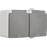 ION Industries - Contactdoos - Spatwaterdicht - 2-Voudig - Grijs - IP55