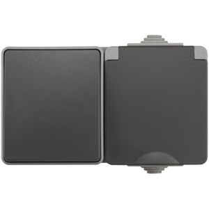 Wandcontactdoos en Wisselschakelaar - IP55 - Grijs