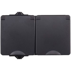 Dubbele Wandcontactdoos - Opbouw - IP55 - Zwart