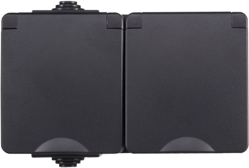 ION Industries - Contactdoos - Spatwaterdicht - 2-Voudig - Zwart