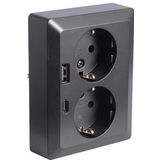 Stopcontact - Dubbel - Halfopbouw - Geaard - USB A en C